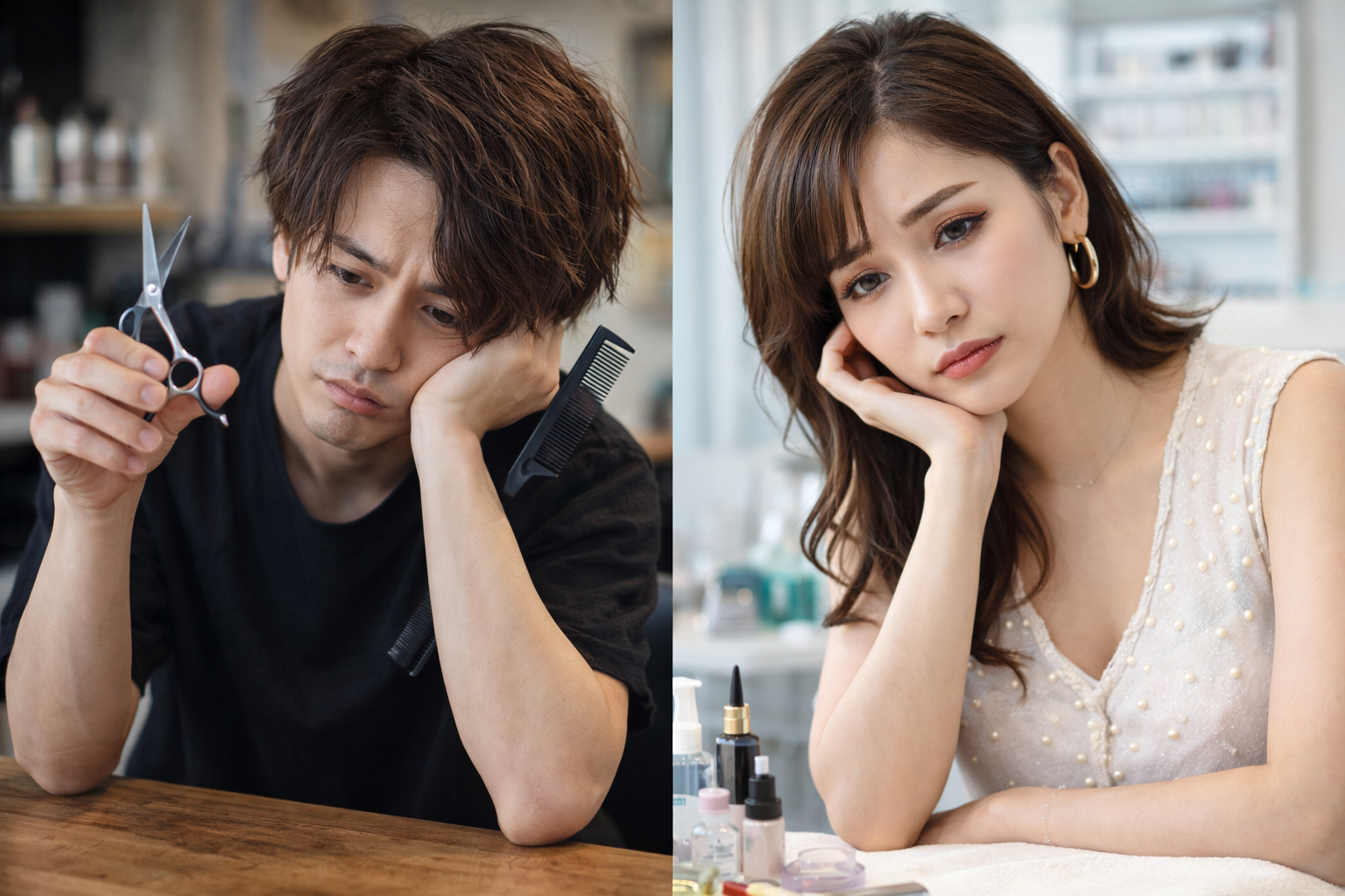 悩んでいる男女のイメージ